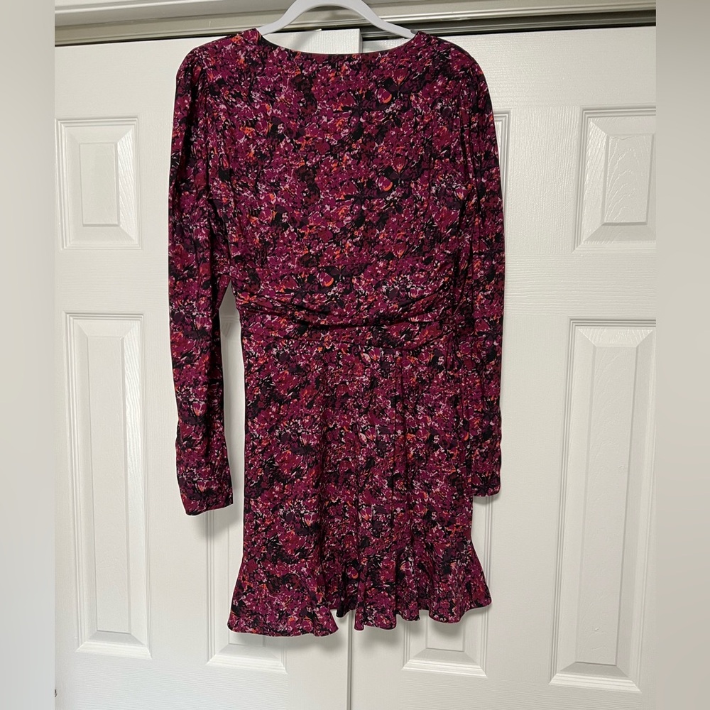 PARKER floral Alison dress long sleeve in cranberry women’s size 4 - Picture 8 of 11